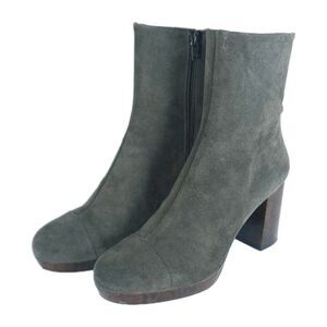 Free People Women's US8,5 EU39 Gray Suede Tortoise Shell Side Zip Heeled Boots